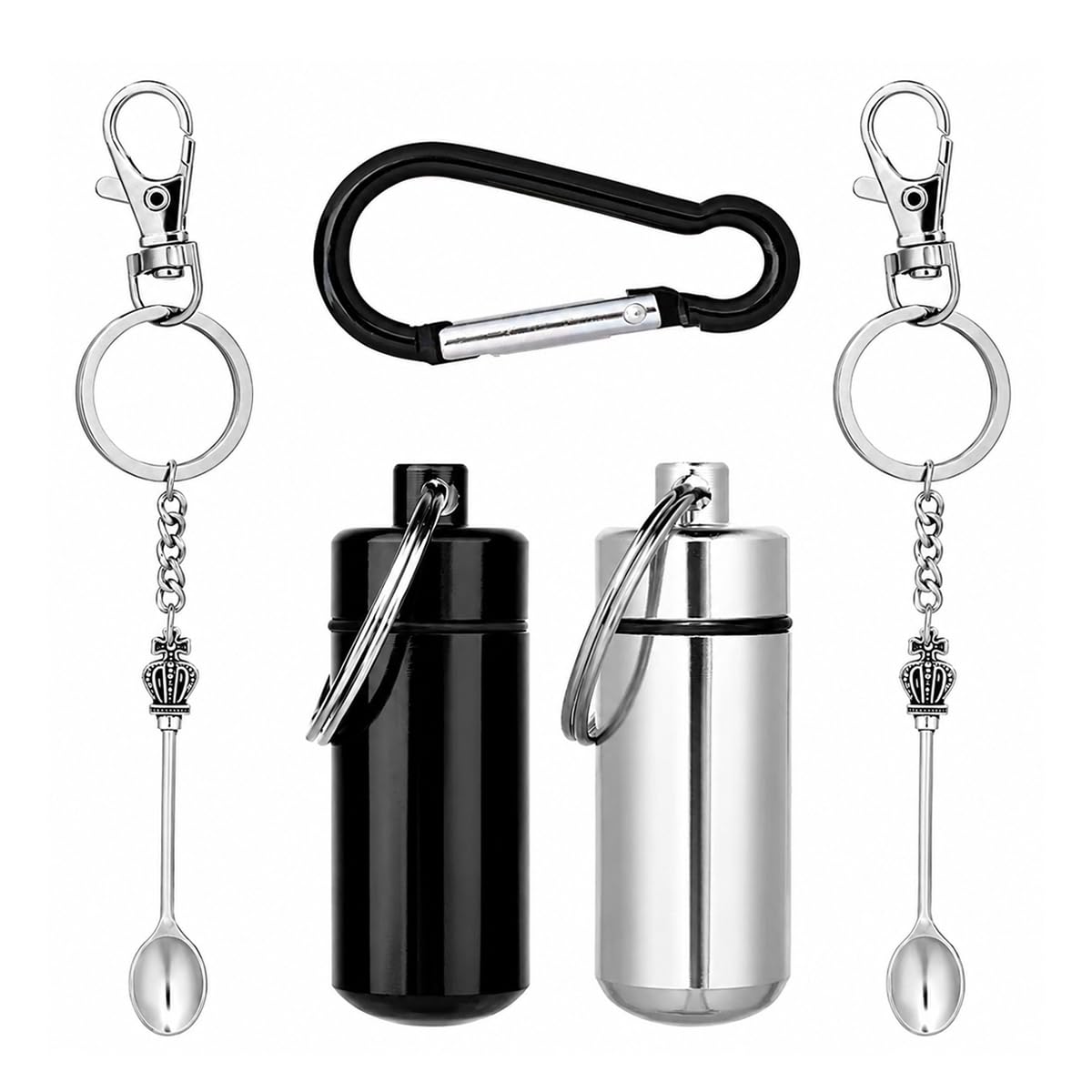 HANNEA® Compact Keychain Pill Box Aluminum Alloy Waterproof Travel Pill Holder for Daily Vitamins Medication Outdoor Use-image-34