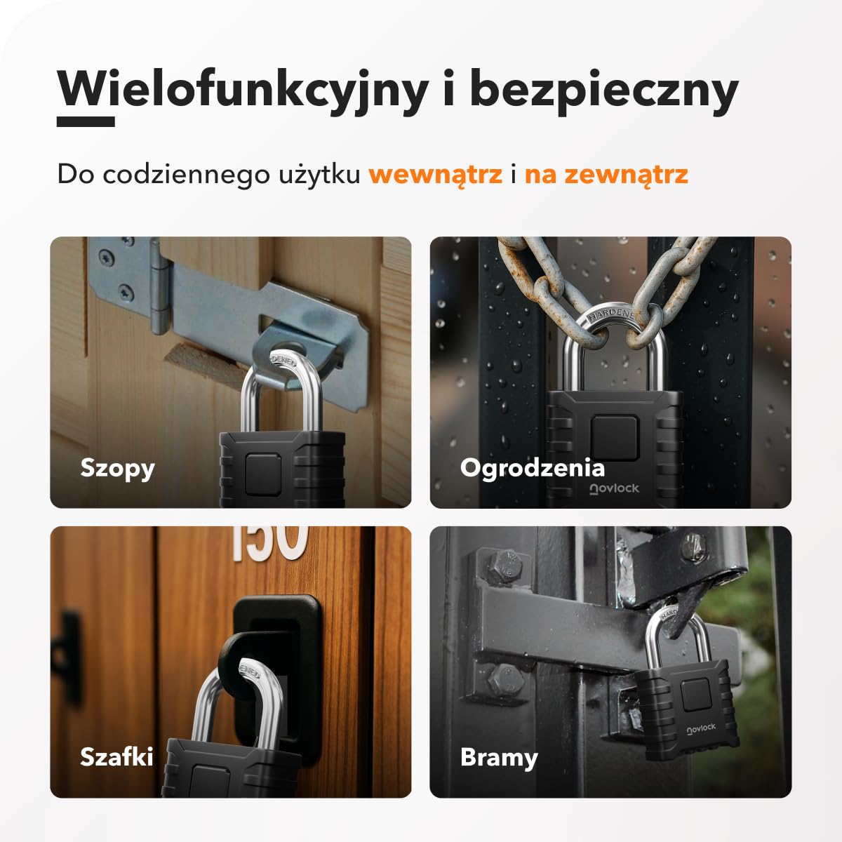 Kłódka szyfrowa heavy-duty – duża, solidna i odporna na warunki atmosferyczne, z pałąkiem 8 mm – wytrzymała do bram, ogrodzeń, szop, garaży i zewnętrznych schowków – 1 szt., czarna
