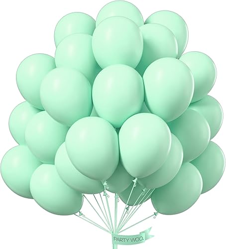 PartyWoo Globos de color verde menta, 50 globos verde menta pastel de 12 pulgadas, globos de menta para arco de globos de guirnalda de globos como