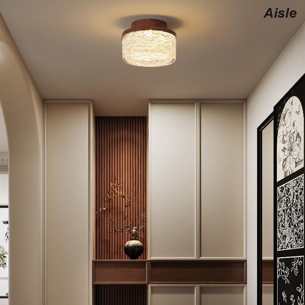 Lámpara de Techo Cilindro LED, Resina Textura Agua Plafón Foyer