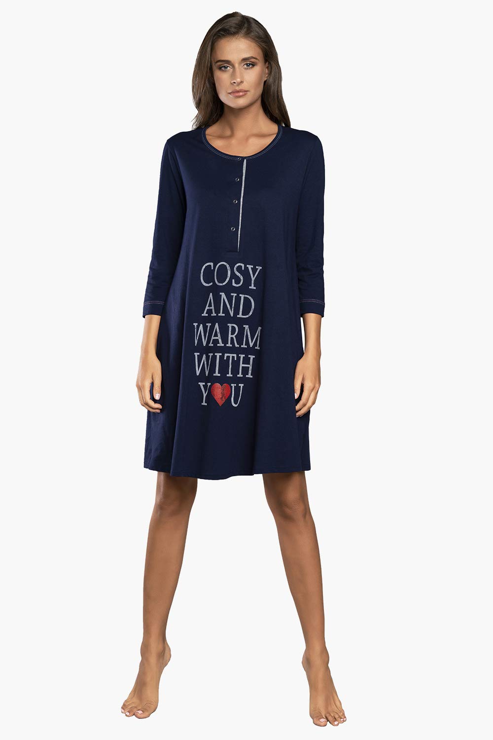 Italian Fashion Chemise de Nuit Allaitement | Pyjama Grossesse et Maternité | Pyjama Femme Enceinte pour la Maison et l’Hôpital | Tenue Maternité Accouchement avec Fermeture S-XXL