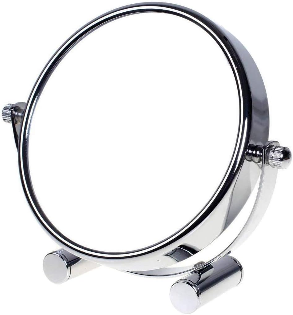 TUKA Cosmetic Mirror - 10x Zoom, 5" Double Sided, Freestanding Table Top with Chrome Finish x10 Magnification TKD3104-10x