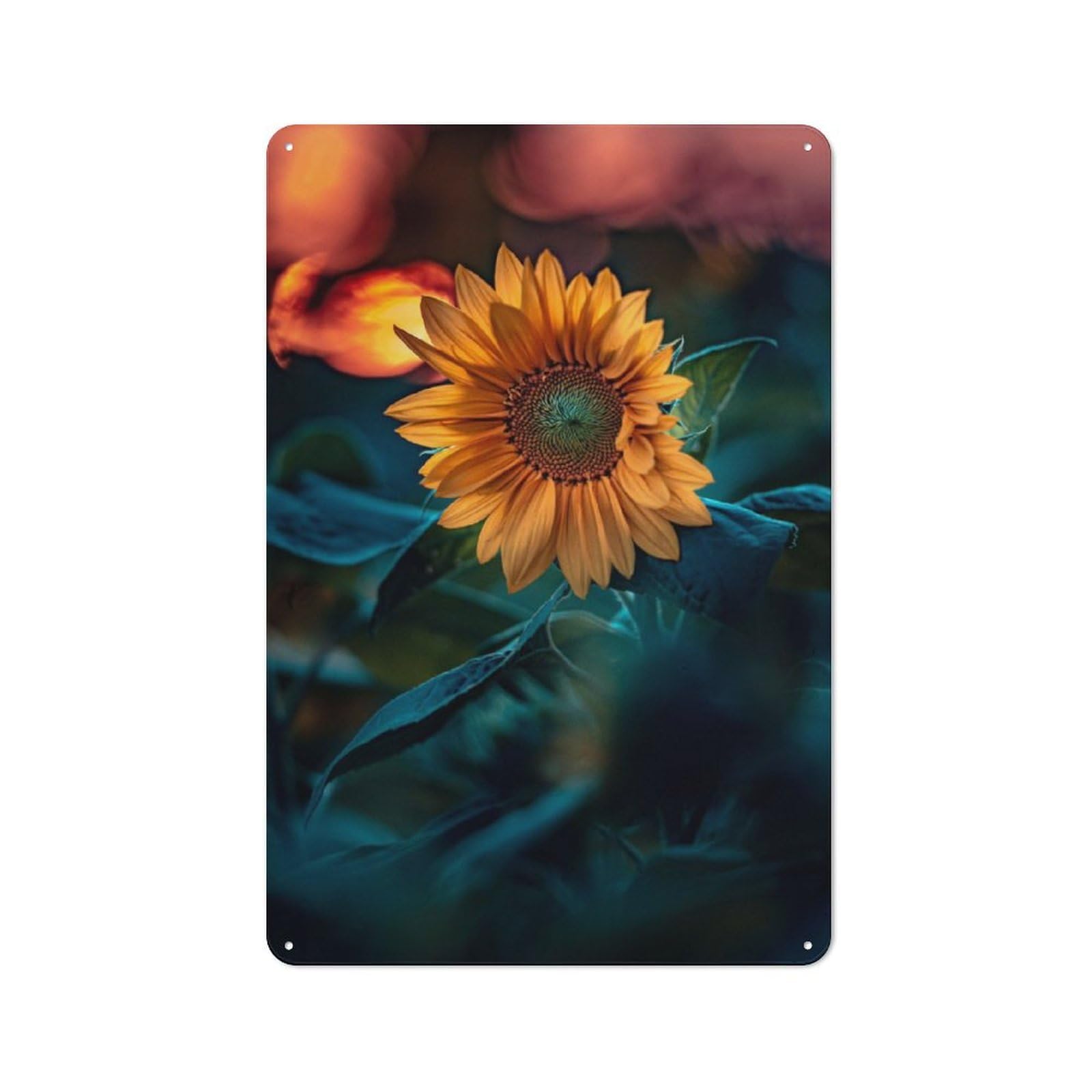 Junmoney Sunflower 8 Rustic Metal Plaque 30X20cm For Guest Room Or Hallway, For Home Interiors, Feature Walls And Decorative Displays