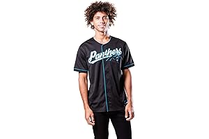 Carolina Panthers Mens Game Day Button Down Baseball Mesh Jersey Shirt