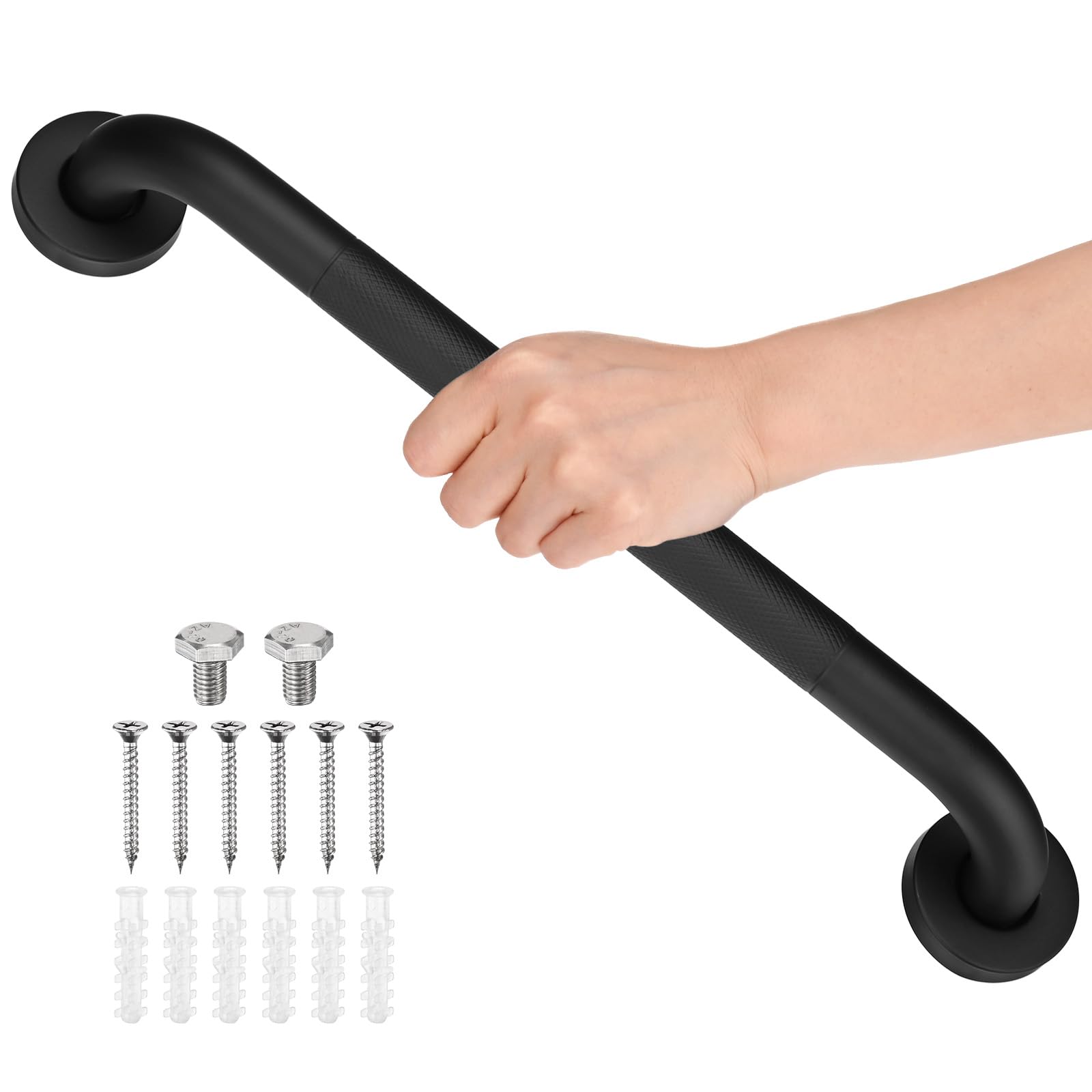 Barre d'appui de douche en acier inoxydable noir mat durable 40 cm