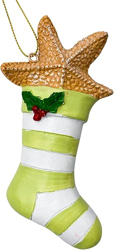 Miniatura 2 de Needzo Adornos para árbol de Navidad con temática de playa, estrellas de mar y conchas de mar en medias, decoración náutica para colgar, 5 pulgadas,