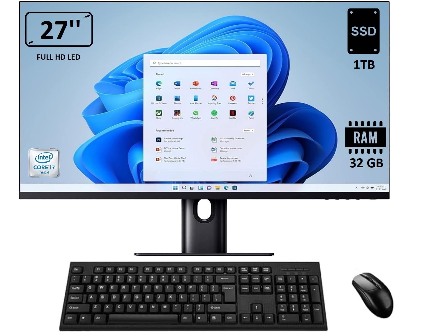 Outlet Computer - All In One - Schermo 27" - SSD 1 TB - Windows 11 Pro 64 bit - FHD IPS - USB, HDMI (CPU: I7 - RAM 32GB)