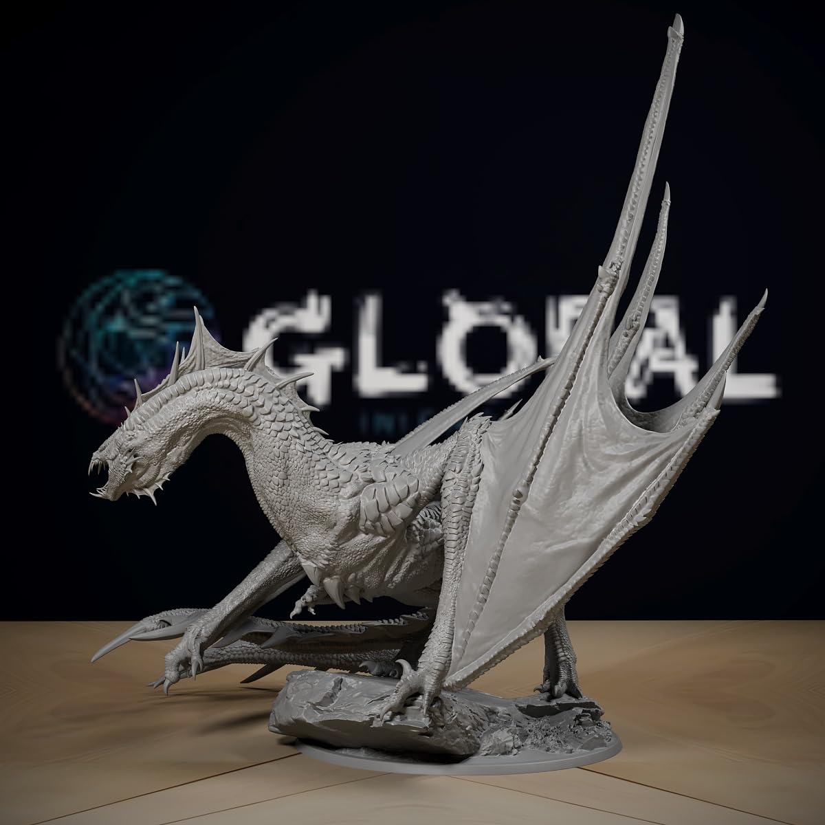 Vouivre Matriarch Grey Resin Dragon Miniature, Paintable DND Dragon Miniature Compatible…