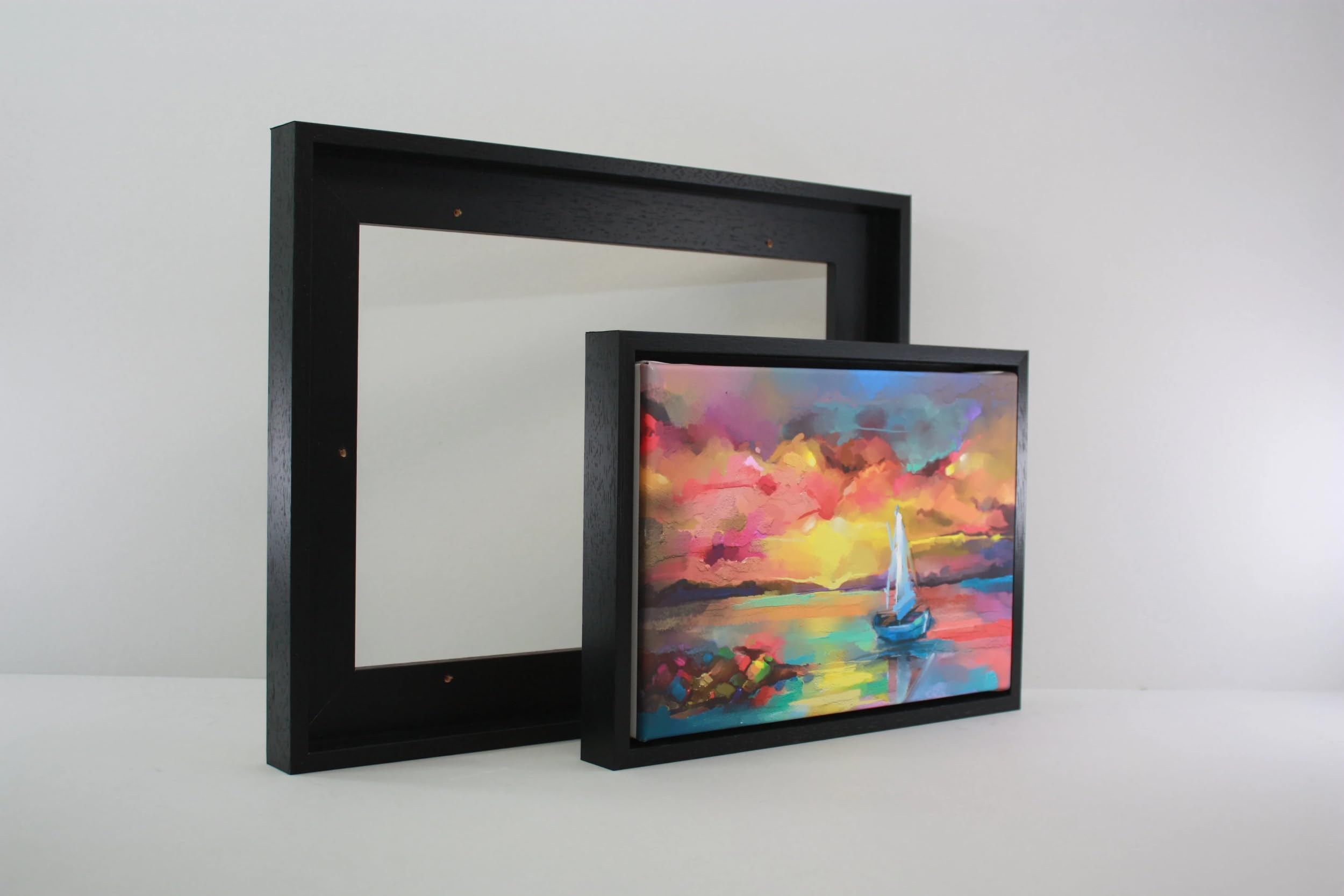 Black Wooden Tray Frames. 22mm Deep. Standard Size. Floating Effect Frames for Canvas 50x70cm