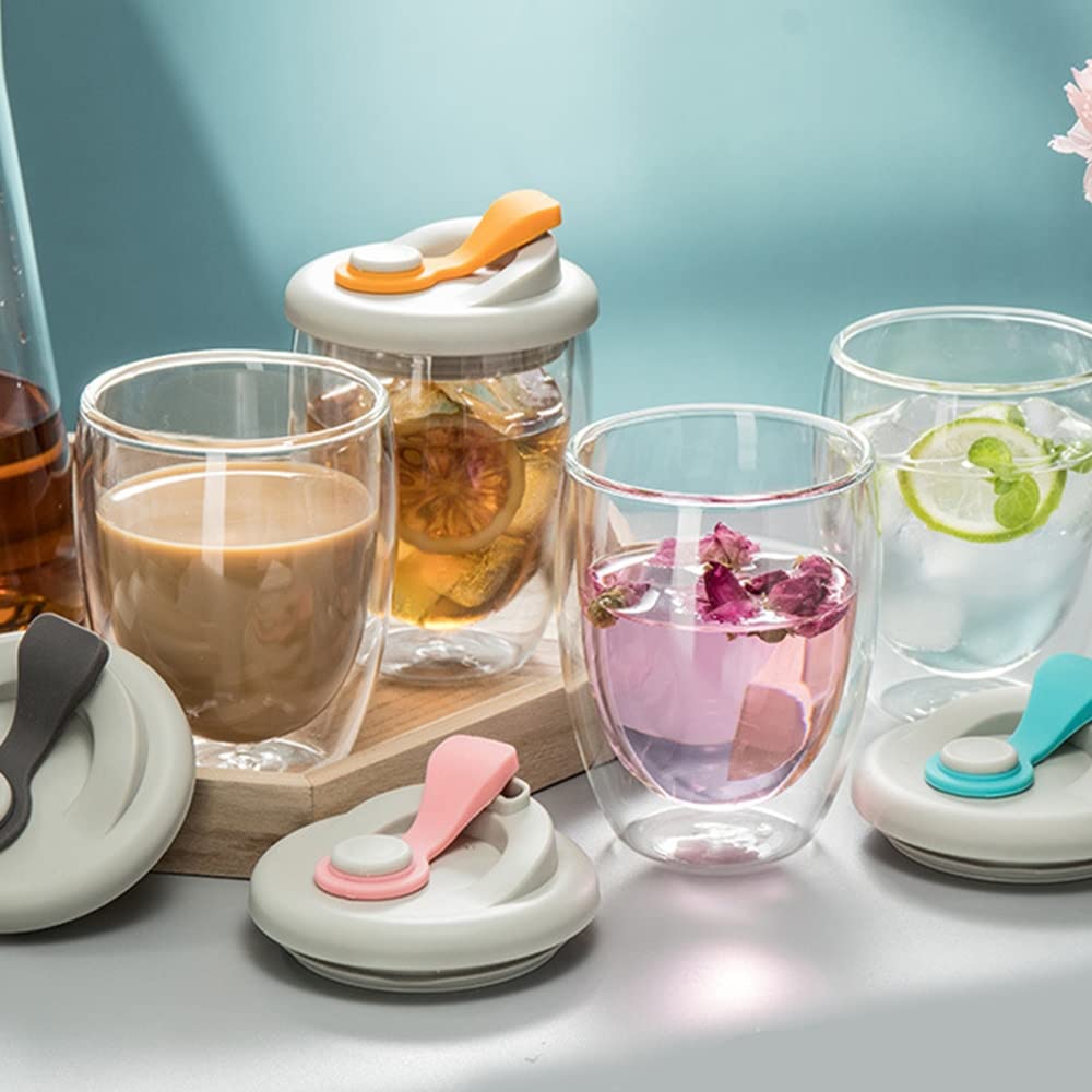 Trinkgläser/Wassergläser Leck-Proof-Doppelwandglas-Tasse luftdichte Kieselgeldeckel isoliert Kaffeetasse Teesaft-Tasse isoliertes Glas Eierförmige Tasse Trink-Becher aus Glas ( Size : 350ml , Color :