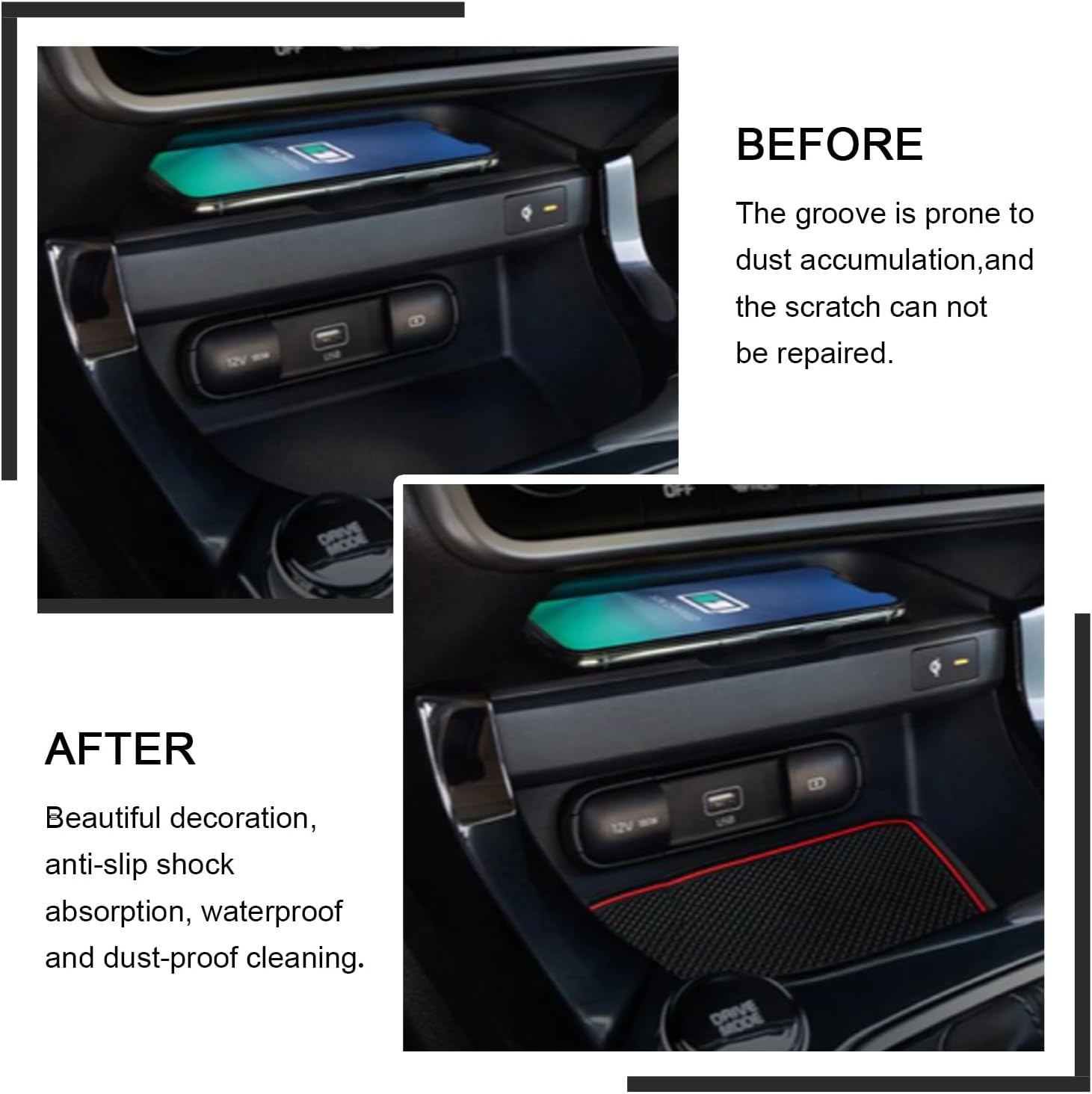YEE PIN for 2025 Seltos Console Liners Door Liner Door Slot Mats for Kia Seltos 2025 Accessories, Console Liner for 2021-2025 2026 Kia Seltos Non-Slip Anti-dust Rubber Mats 20 Pcs (Red)