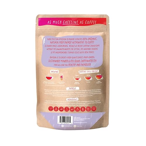 Kubo Tea, Organic High Energy, High Caffeine Blend, 20 Servings (140Mg Caffeine Each), Pyramid Tea Bags, Compostable & Biodgradable Packaging, Brew Hot Or Iced, Healthy Coffee Substitute- Energize Yerba Mate Tea #TOP1
