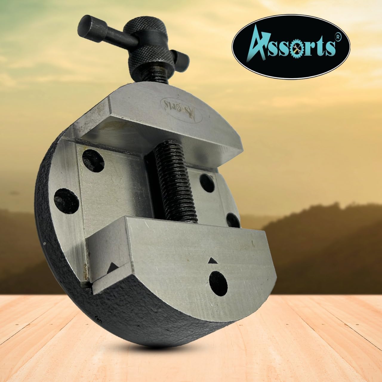 ASSORTS's Quality 100 mm Round Vice For 4" (100 mm) Rotary Milling Indexing Table with 3 x M6 T nuts Bolts-Engineering Tools
