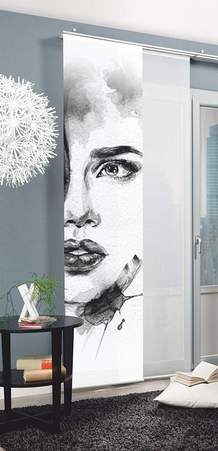 Home Fashion Face Right Tenda a Pannello, Poliestere, Grigio, 245 x 60 cm