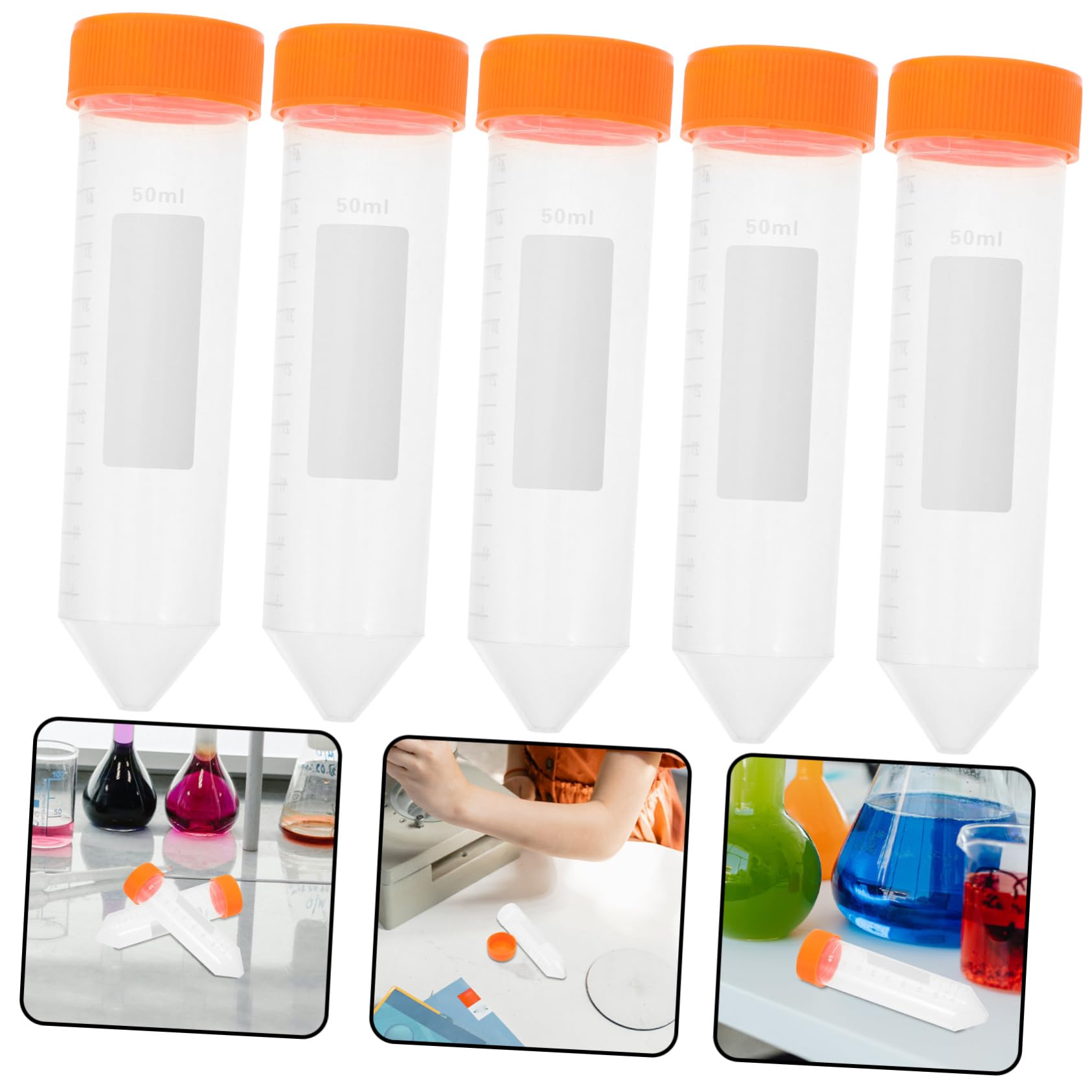 OUNONA 4 Set Di Provette in Plastica Per Conservazione Fiale Da 50 Ml A Vite A Prova Di Perdite Per Esperimenti Di Laboratorio 25 Pezzi*4