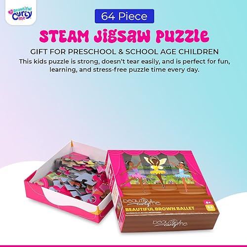 Miniatura 2 de Hermoso rompecabezas de ballet marrón de 64 piezas para niños que aman el ballet niños de 4 a 8 años, niños de 8 a 12 años. Inspira el amor por la