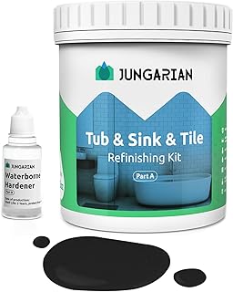 Tub and Tile Refinishing Kit 35oz, Low Odor Countertop Paint, Shower Sink Paint for Bathroom Kitchen, 50-55sq.ft Semi-Gloss Black