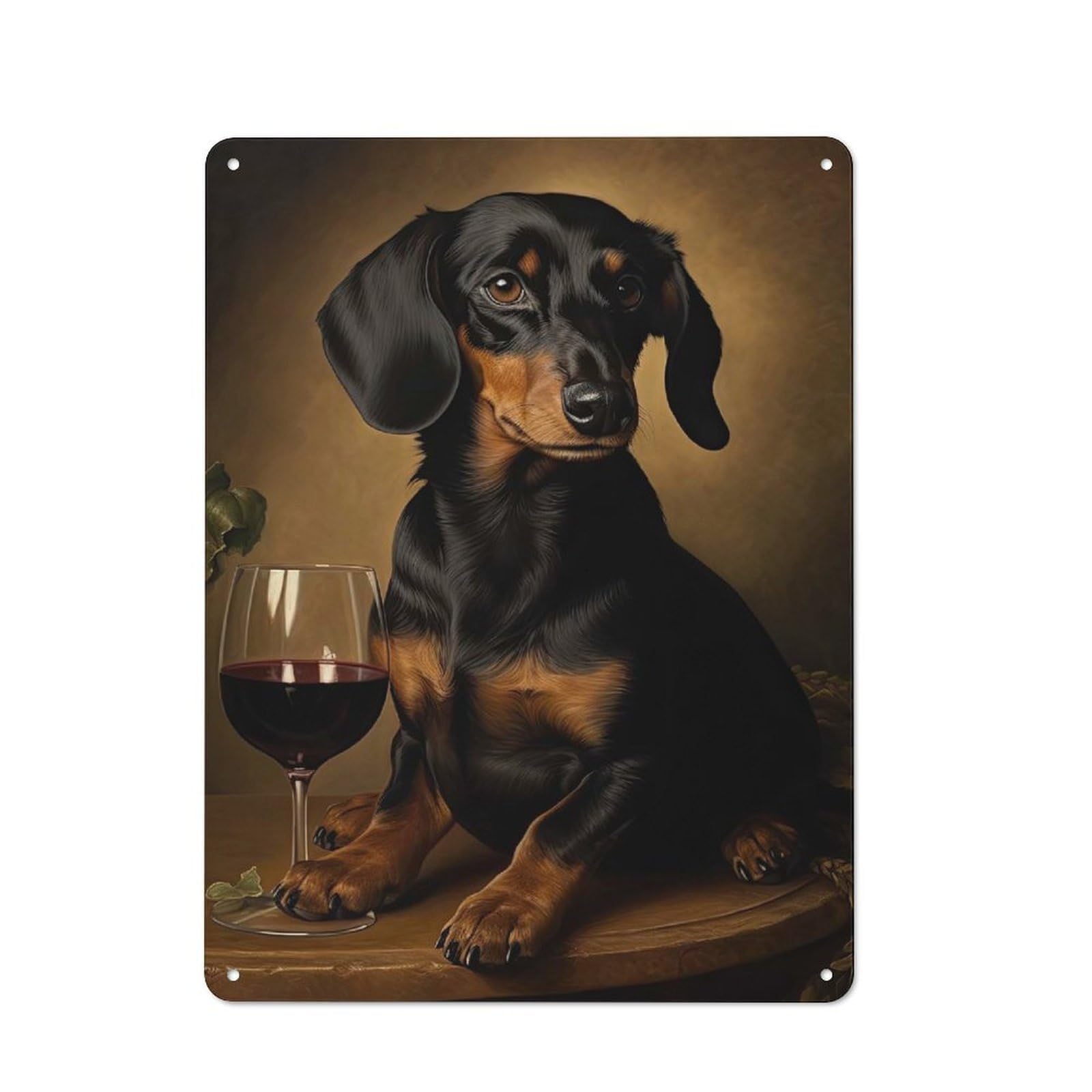 Junmoney Style-14 For Hallway Wall, Dachshund Enjoying Wine Vintage-Inspired Metal Sign 40X30cm, A Moving-Home Gift For Collectors Of Tin Signs