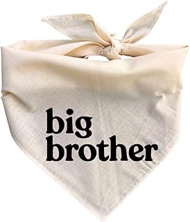 Big Brother Dog Bandana Beige Cream Creamy Natural Cotton Baby Pregnancy Announcement pet Scarf Sign