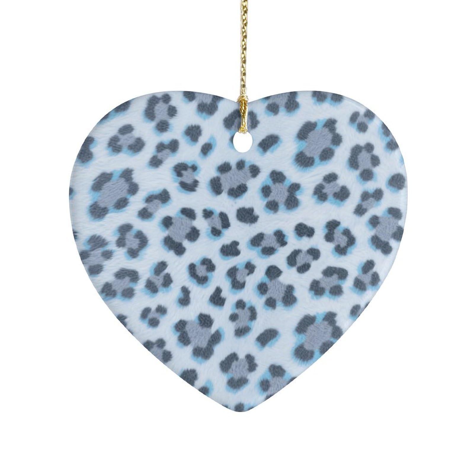 Fekiloot Style Ice Snow Leopard Print Ceramic Ornament Home Decor Keepsake