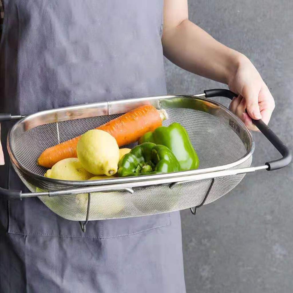 Verstellbarer Küchensiebkorb Aus Edelstahl für Die Spüle, Oval