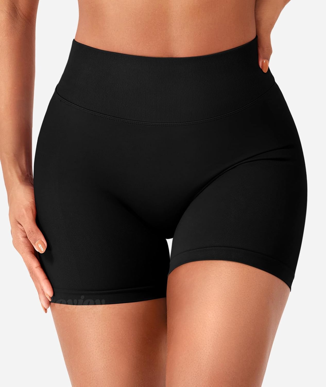 VOYJOY Women Workout Impact Shorts 3.6" V Back High Waist Scrunch Butt Lifting Seamless Gym Biker Shorts - Image 4