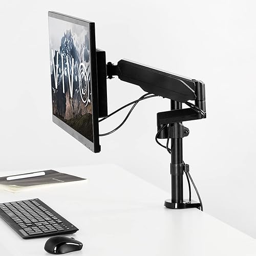 Miniatura 2 de VIVO Brazo neumático de monitor único totalmente ajustable para soporte de escritorio, brazo de monitor para 1 pantalla de hasta 32 pulgadas, Max