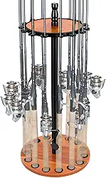 75 * 33 cm, Rack de Vara de Pesca com 15 Clipes, Suporte Redondo, Rack de Armazenamento de Vara de Pesca Redondo, Marrom + Preto