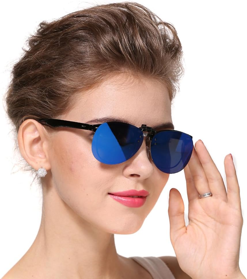 Cyxus Polarized Aviator Sunglasses with Clip On Mirrored Lens Blue Flash - Image 3