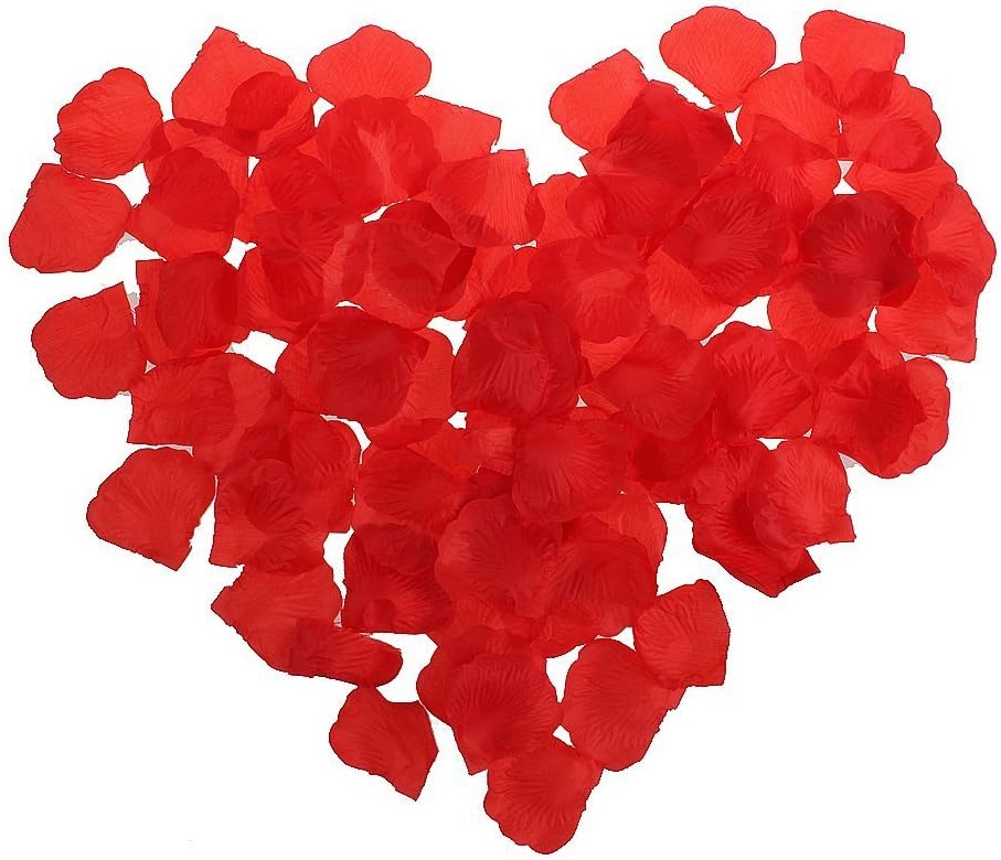Ushoppingcart 500/1000/2000pcs Silk Rose Petals Reusable Multicolor Artificial Flower for Wedding Party Vase Decor (1000pcs, Red)