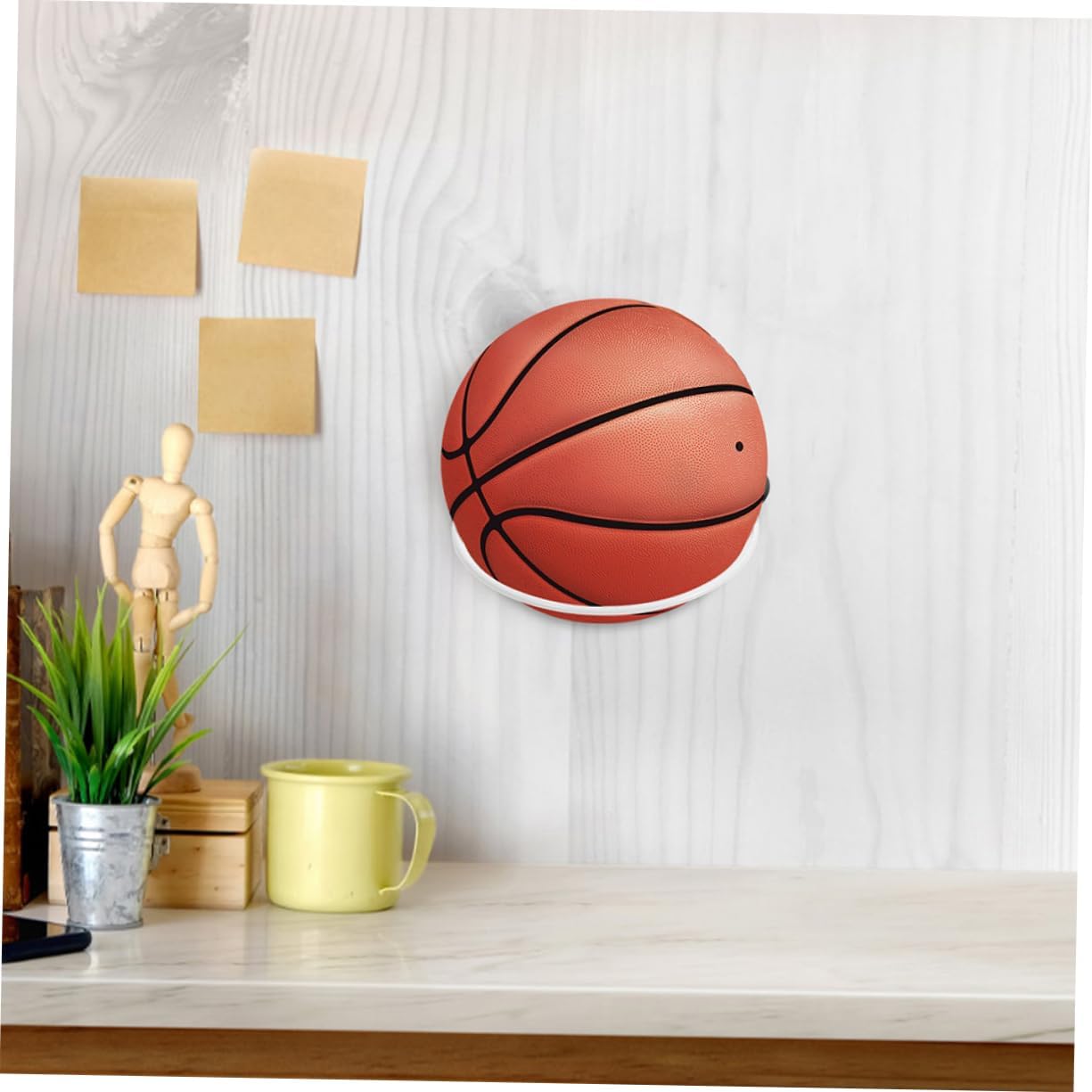 BESPORTBLE Wall Mounted Basketball Stand Plat Holder Poster Ball Rack Stickers Display Bin Room Basketballs Hoops