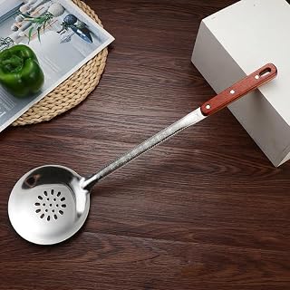 Stainless Steel Skimmer,Strainer/Colander, Slotted Spoon with Fine Perforations for Frying, Cooking, Removing Fat & Foam from Soup, Stock, Hot Pot - 18.5 Inch.