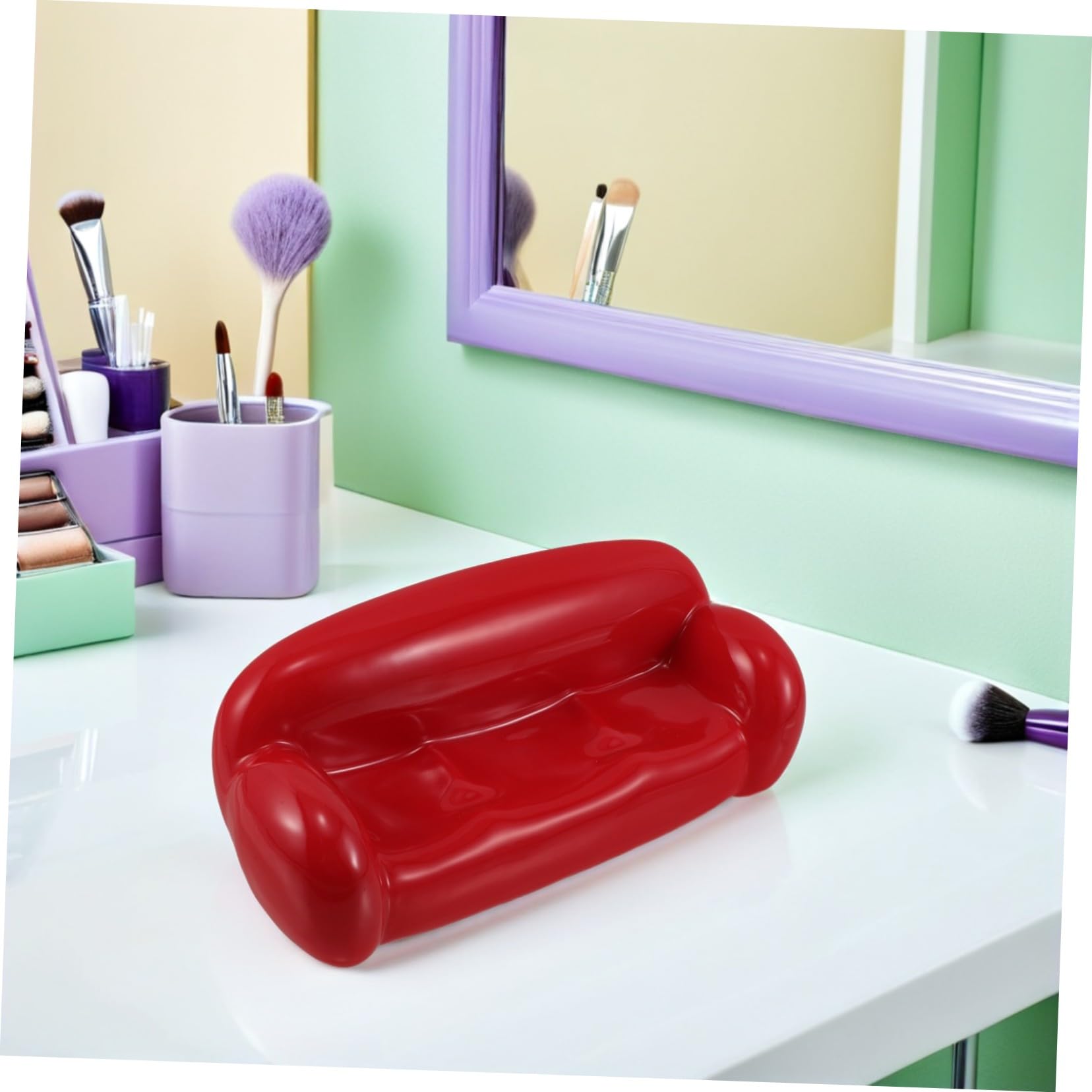 Holibanna Organizador de Joyas de Cerámica Forma de Sofá Pequeño Bandeja para Anillos Pulseras Collares y Pendientes Decoración Funcional para Tocador