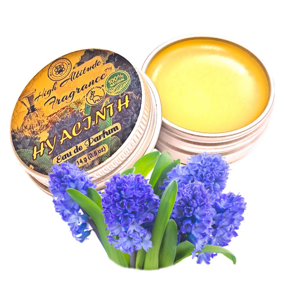 HYACINTH Perfume - Eau de Parfum - Solid Balm - Aromatherapy Essential Oils (Hyacinthus Orientalis, Lilac, Violet, Heliotrope, Bergamot, Ylang) - Natural Fragrance - Travel Party Guest Gifts - 0.5oz