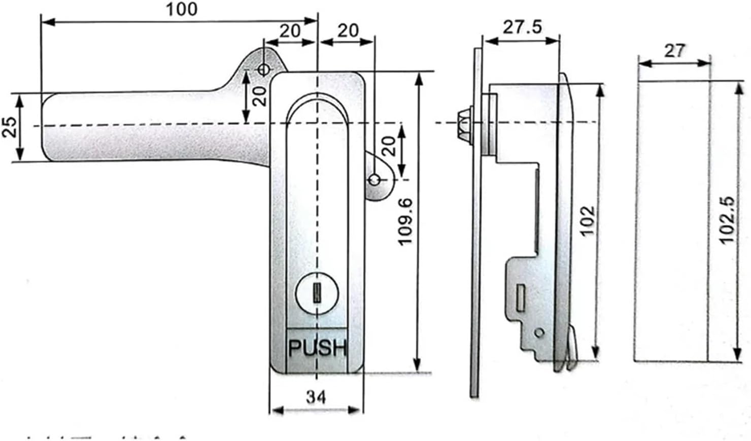 Lock AB103 Plane Button Lock High and Low Voltage Distribution Cabinet Lock Cabinet Lock Equipment Lock 1Pcs