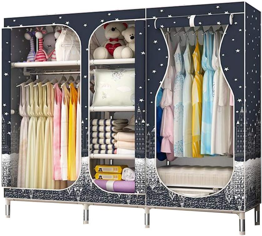 Cloth Wardrobe Clothes Closet, Portable Closet Wardrobe Storage Closet Standing Closet Fabric Cabinet Portable Wardrobe,D_170X45X168CM