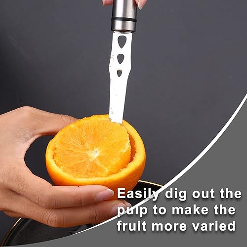 Miniatura 8 de Klyuqoz Cuchillo de toronja tamaño grande 11 x 23 x 08 pulgadas cuchillo de toronja curvo serrado juego de 3 con cucharas de pomelo y pelador de