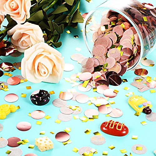 Image of TecUnite Rose Gold Confetti Round Tissue Paper Table Confetti Dots for Wedding Birthday Party Decoration Arts Craft DIY Scrapbooking, 1.76 oz (1.5 cm)