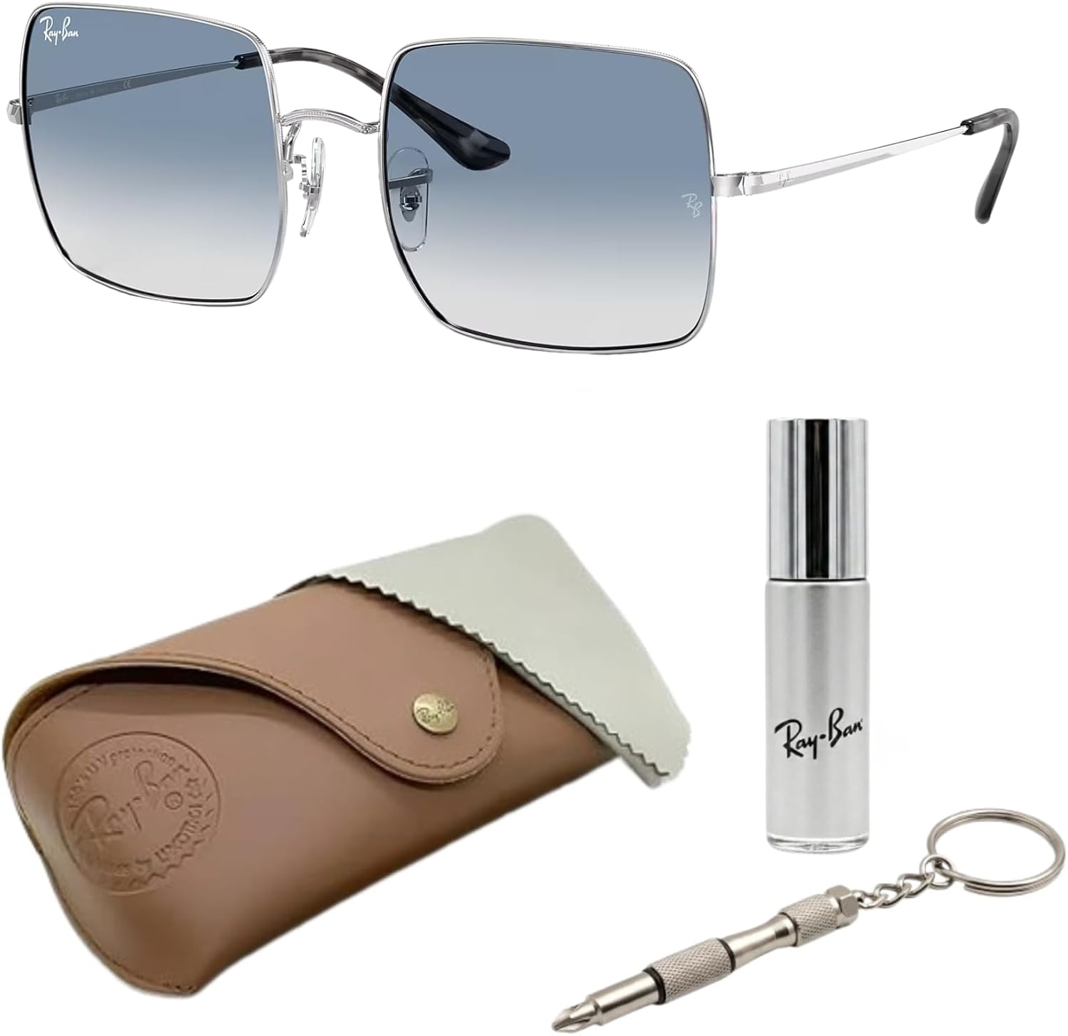 Ray-Ban RB1971 SQUARE 1971 CLASSIC Square Shaped Sunglasses for Men & Women with Official RAYBAN Eyewear Kit