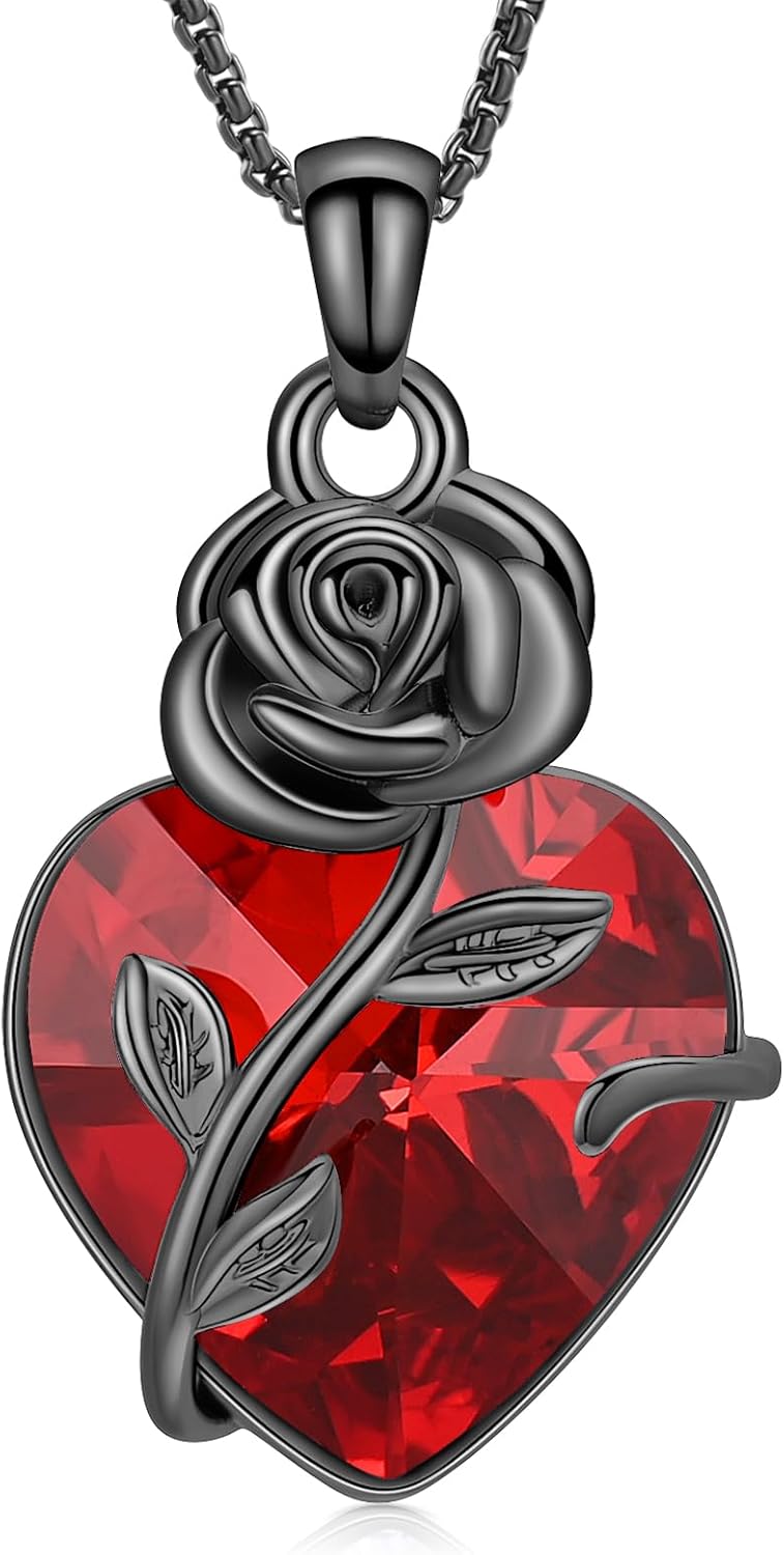 Oinsi Rose Flower Cremation Jewelry Urn Necklaces for Ashes for Women Memorial Pendants for Human Pets Ashes Crystal Memorial Ashes Locket