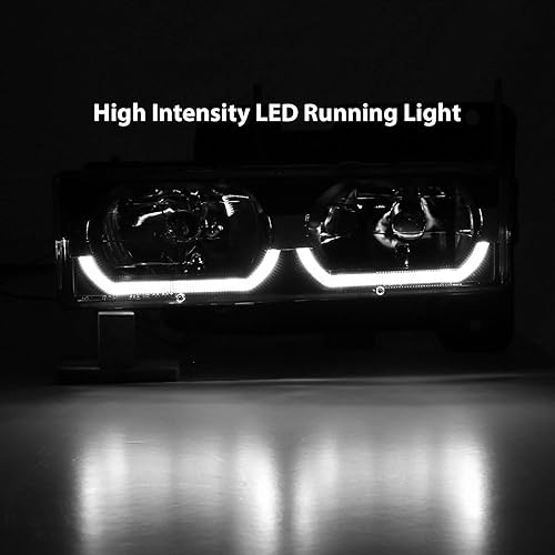 Miniatura 6 de AmeriLite - Faros delanteros de repuesto, con barra de halo LED, para camioneta, SUV.