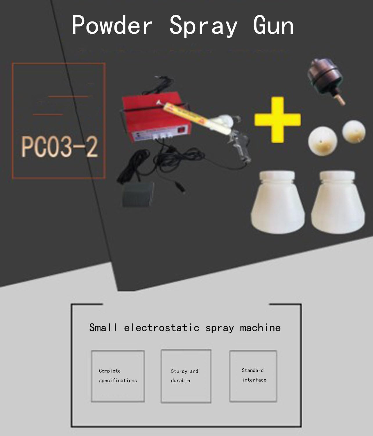 Powder Coating Equipment, Two-Stage Electrostatic Sprayer, Spray Gun with Foot Switch, Suitable for Dispersible Latex Paints/Varnishes/Glazes