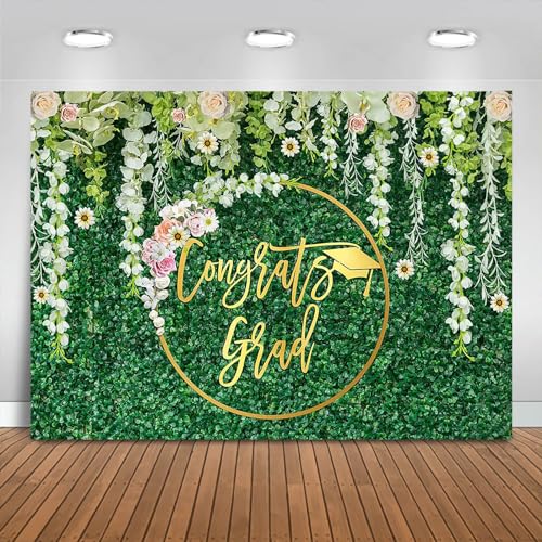 Toile de fond de félicitations pour shooting de diplôme avec grand motif floral verdoyant