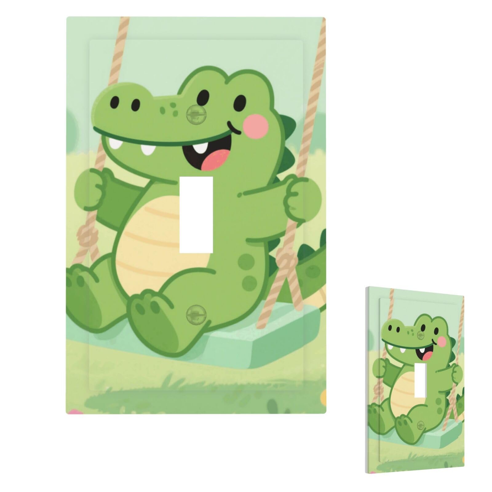 Alligator Wall Plate Cover Modern Decorative 1 Gang Light Switch Cover Unbreakable Receptacle Outlet Covers For Living Room Bedroom Home Decor Single Toggle