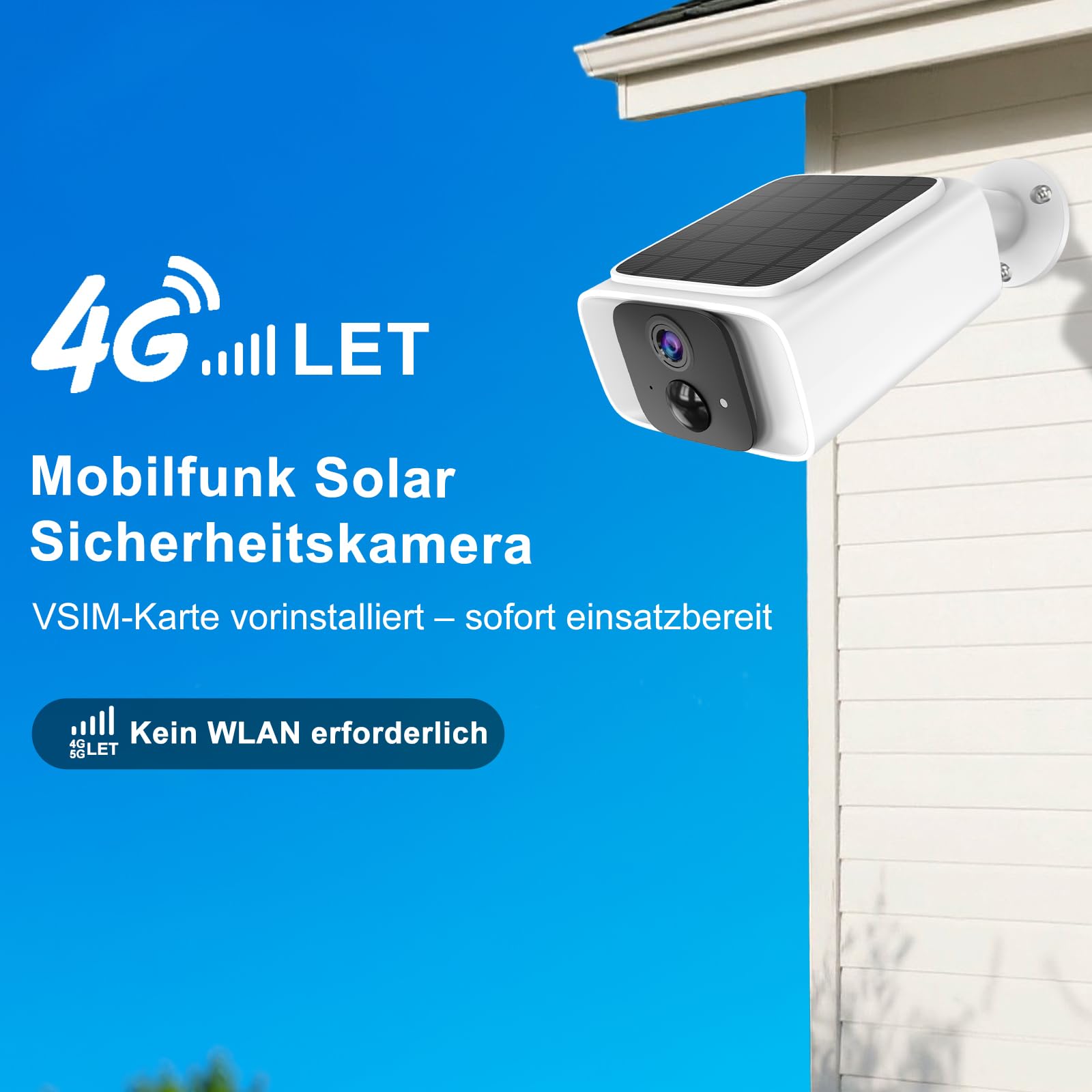 4G LTE Überwachungskamera mit eSIM Karte, 365 Tage unbegrenzte Daten