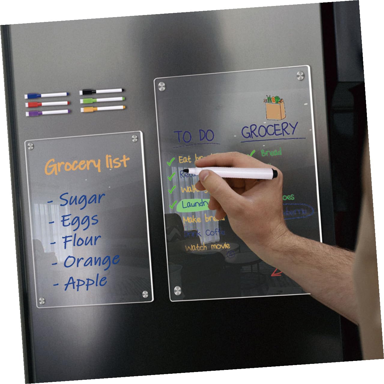 Magnetische Acryl Kühlschranktafel A3 A4 Transparente Trocken Abwischbare Planungs Und Nachrichtentafel Mit 6 Whiteboard Markern Für Haushalt Und Büro