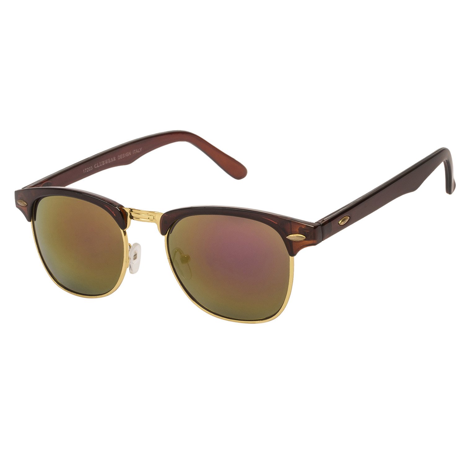 Ultimate Clubmaster Shape Brown-Multi-Coloured Mirrored UV Protection Sunglasses For Men & Women [MA-094-S12 ]-image-35