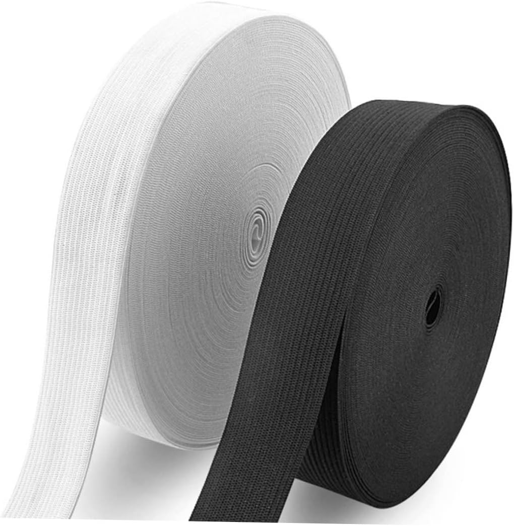 NUOBESTY 1roll Meters Black Elastic Band for Sewing Wide Knitting Elastic Stretchy Strap for Projects Garment and Clothing Accessories
