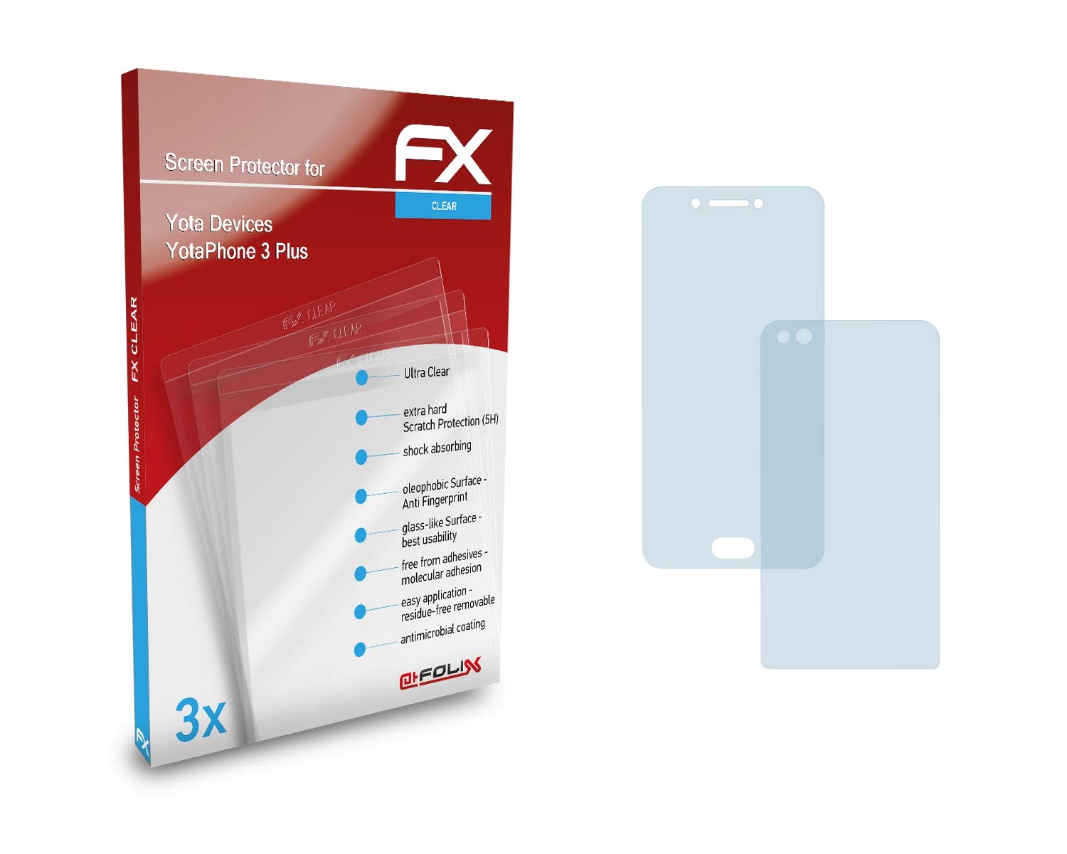 atFoliX Screen Protection Film compatible with Yota Devices YotaPhone 3 Plus Screen Protector, ultra-clear FX Protective Film (Set of 3)