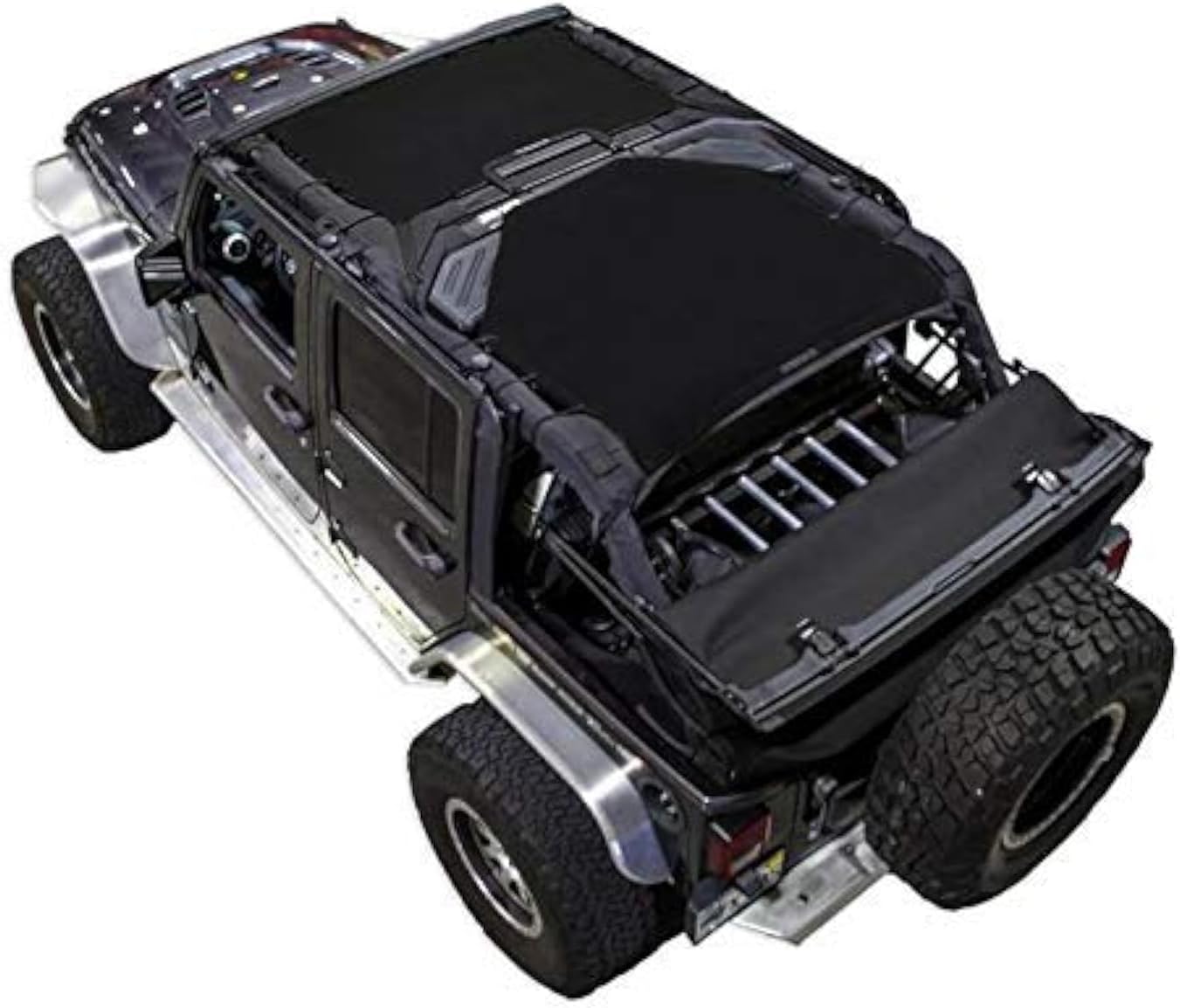 SPIDERWEBSHADE Original JK 4-Door Front and Rear Sunshade Top (2007-2017) Compatible with Jeep Wrangler JKU Rubicon Sahara Sport All Trims - Airbag Safe - USA Made - 10 Year Warranty (Black)